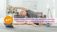 Mann Dehnen Sujet „85% Fokus auf Gesundheit"